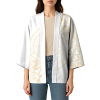 Tonga White Sunday Kimono Lotu Tamaiti Tongan Kupesi Pattern