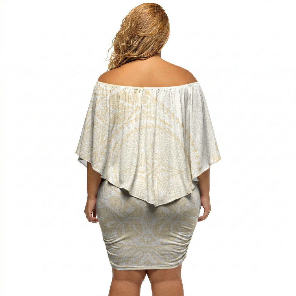 Tonga White Sunday Off Shoulder Short Dress Lotu Tamaiti Tongan Kupesi Pattern