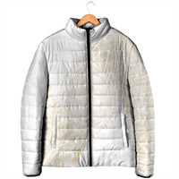 Tonga White Sunday Padded Jacket Lotu Tamaiti Tongan Kupesi Pattern