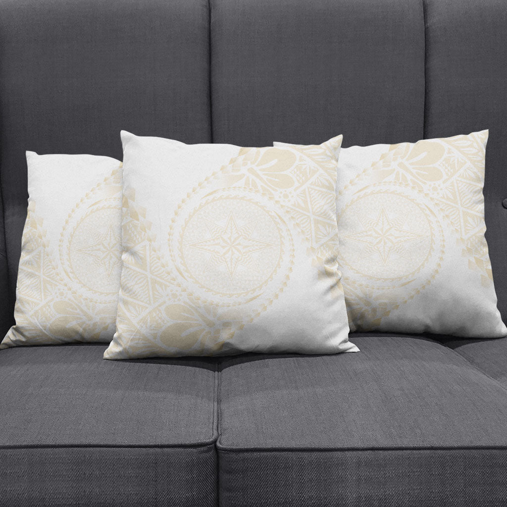 Tonga White Sunday Pillow Cover Lotu Tamaiti Tongan Kupesi Pattern