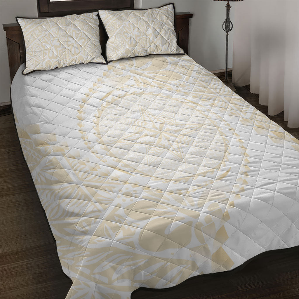 Tonga White Sunday Quilt Bed Set Lotu Tamaiti Tongan Kupesi Pattern