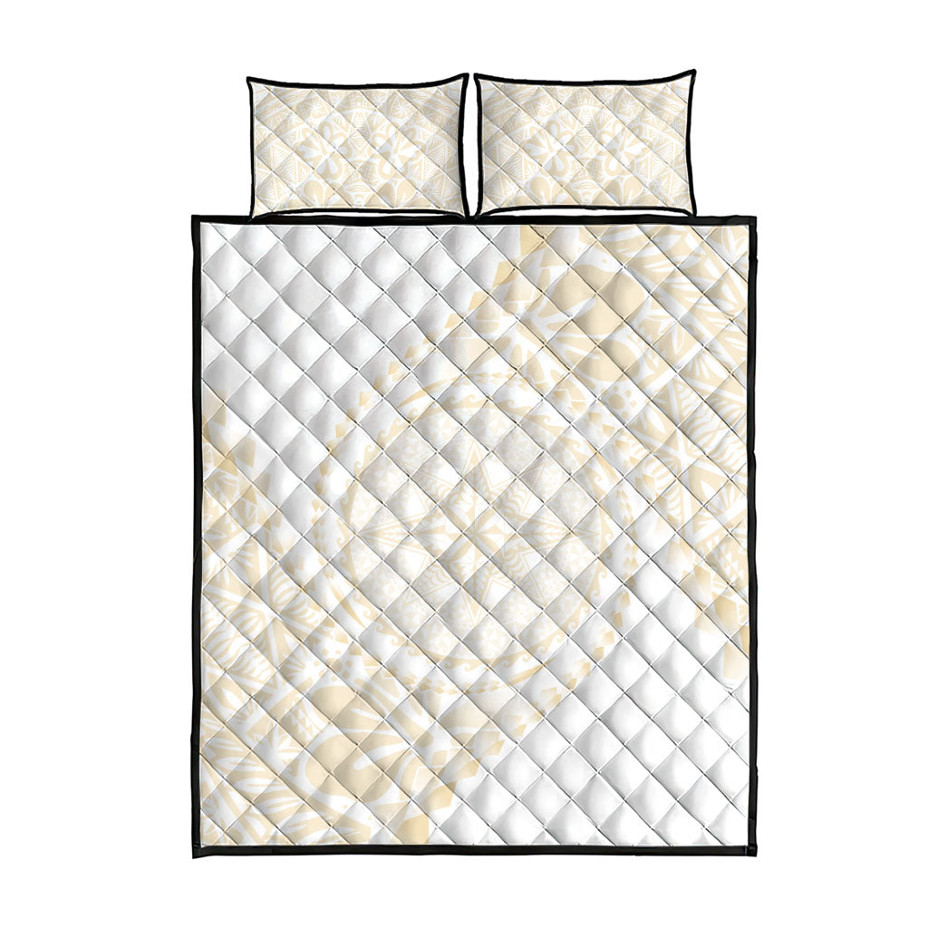 Tonga White Sunday Quilt Bed Set Lotu Tamaiti Tongan Kupesi Pattern