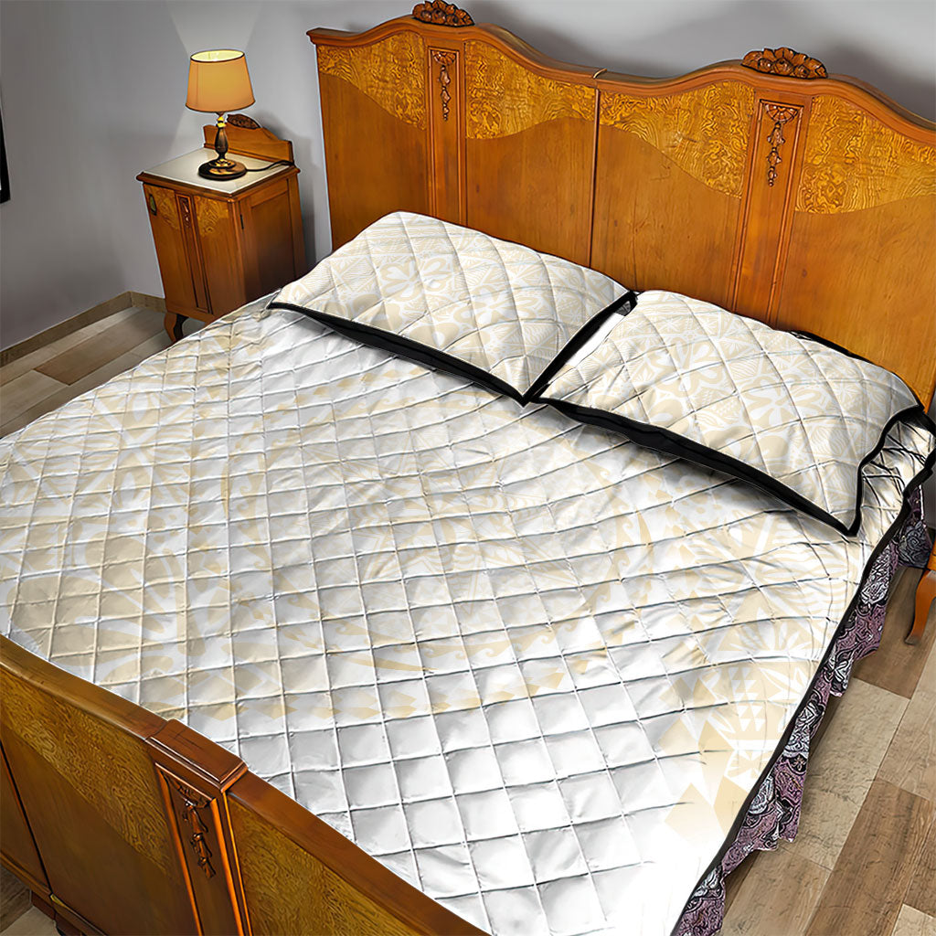 Tonga White Sunday Quilt Bed Set Lotu Tamaiti Tongan Kupesi Pattern