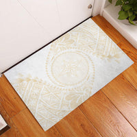Tonga White Sunday Rubber Doormat Lotu Tamaiti Tongan Kupesi Pattern