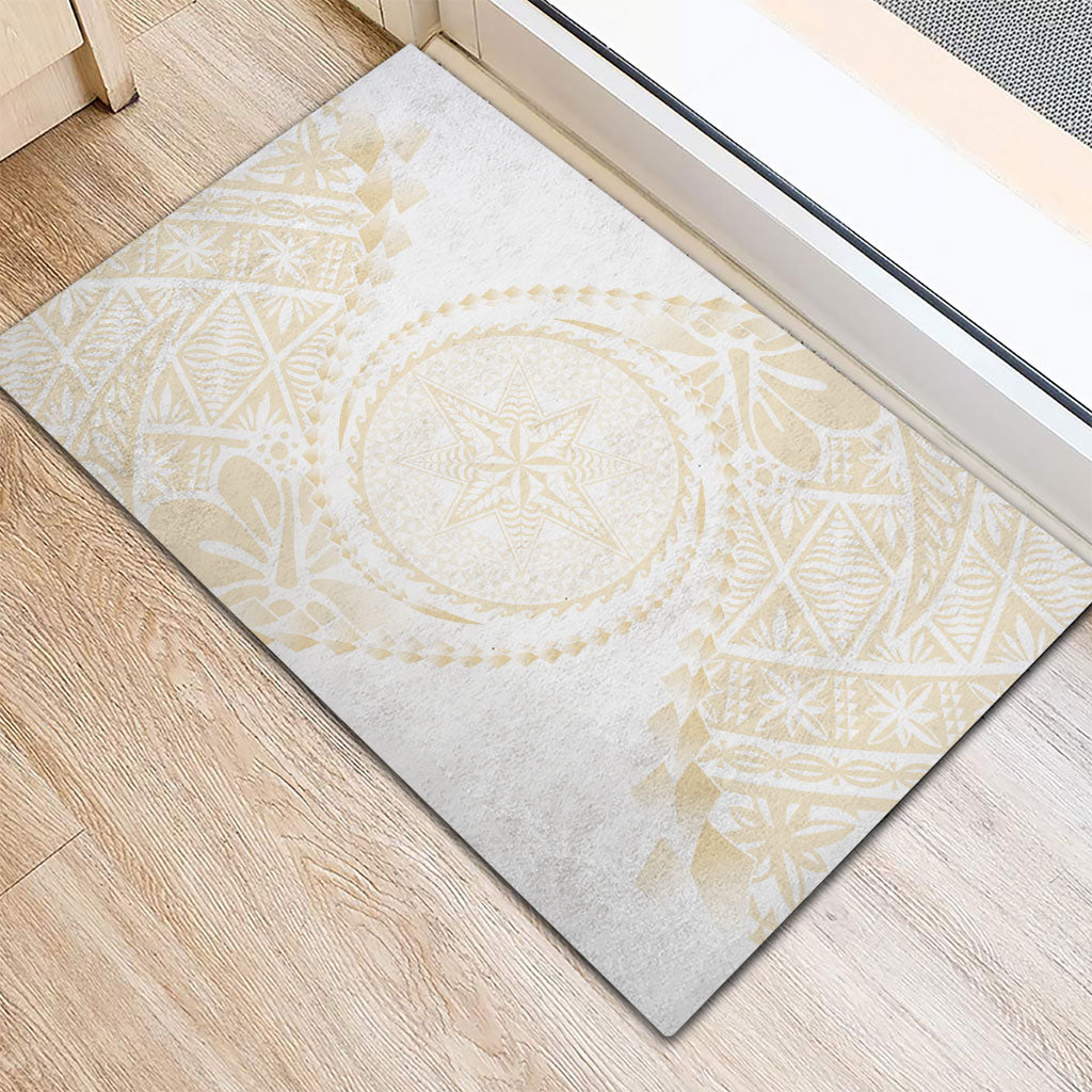 Tonga White Sunday Rubber Doormat Lotu Tamaiti Tongan Kupesi Pattern