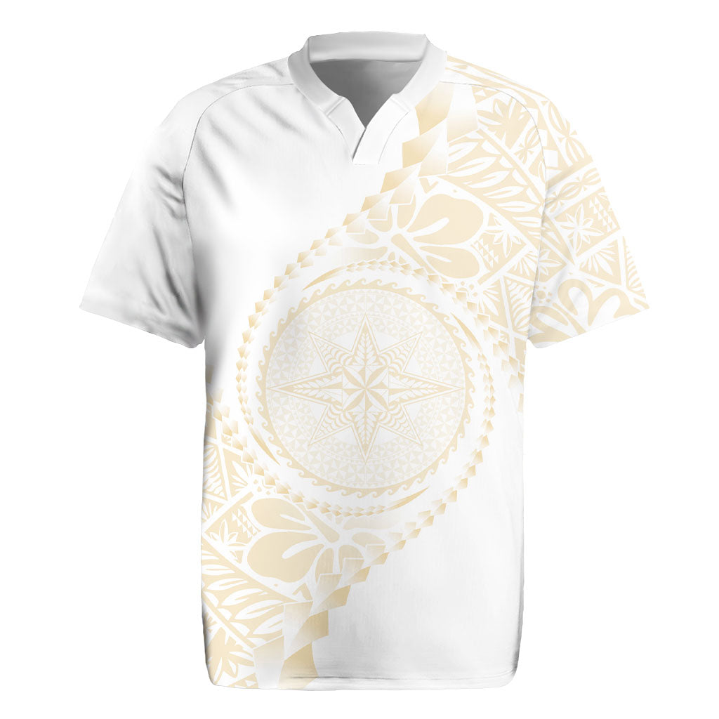 Tonga White Sunday Rugby Jersey Lotu Tamaiti Tongan Kupesi Pattern