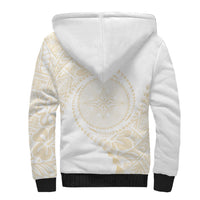 Tonga White Sunday Sherpa Hoodie Lotu Tamaiti Tongan Kupesi Pattern