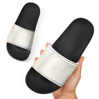 Tonga White Sunday Slide Sandals Lotu Tamaiti Tongan Kupesi Pattern