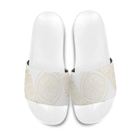 Tonga White Sunday Slide Sandals Lotu Tamaiti Tongan Kupesi Pattern