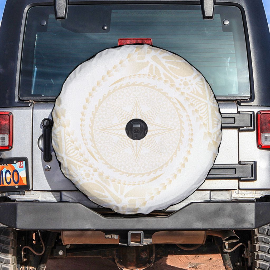 Tonga White Sunday Spare Tire Cover Lotu Tamaiti Tongan Kupesi Pattern