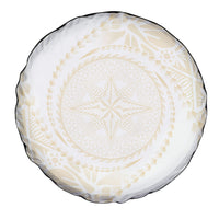 Tonga White Sunday Spare Tire Cover Lotu Tamaiti Tongan Kupesi Pattern