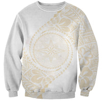 Tonga White Sunday Sweatshirt Lotu Tamaiti Tongan Kupesi Pattern