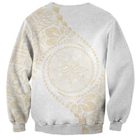 Tonga White Sunday Sweatshirt Lotu Tamaiti Tongan Kupesi Pattern