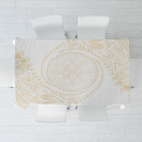 Tonga White Sunday Tablecloth Lotu Tamaiti Tongan Kupesi Pattern