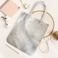 Tonga White Sunday Tote Bag Lotu Tamaiti Tongan Kupesi Pattern