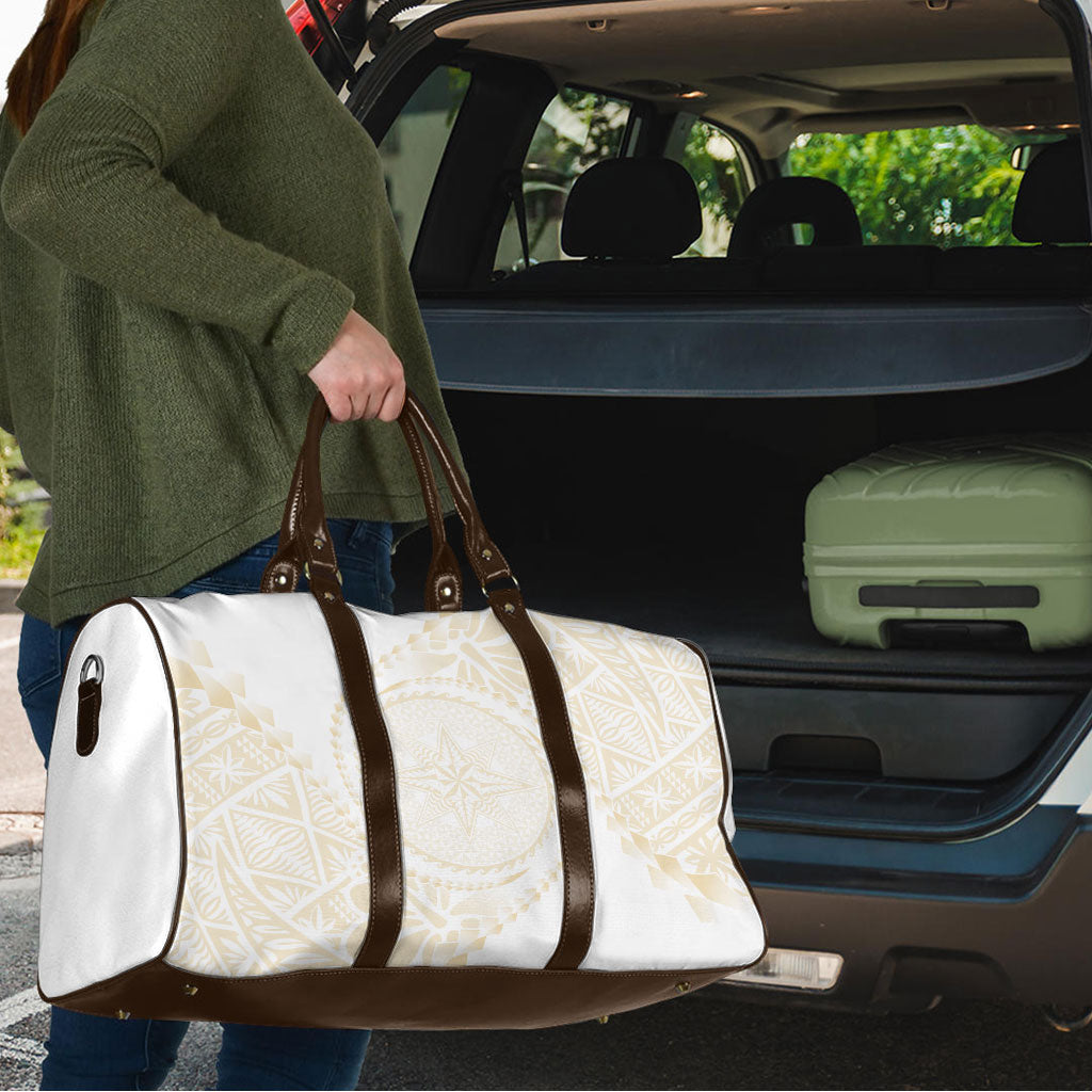 Tonga White Sunday Travel Bag Lotu Tamaiti Tongan Kupesi Pattern