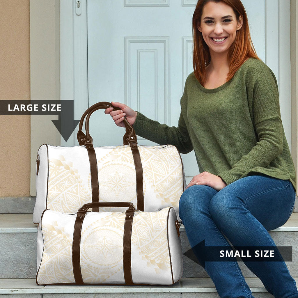 Tonga White Sunday Travel Bag Lotu Tamaiti Tongan Kupesi Pattern