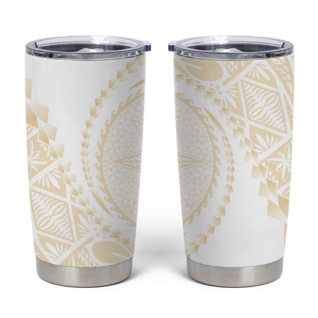 Tonga White Sunday Tumbler Cup Lotu Tamaiti Tongan Kupesi Pattern