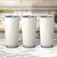 Tonga White Sunday Tumbler Cup Lotu Tamaiti Tongan Kupesi Pattern