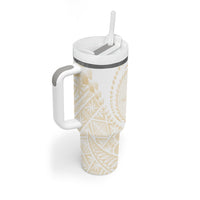 Tonga White Sunday Tumbler With Handle Lotu Tamaiti Tongan Kupesi Pattern