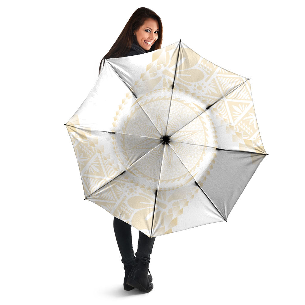 Tonga White Sunday Umbrella Lotu Tamaiti Tongan Kupesi Pattern
