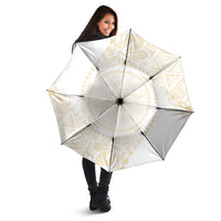 Tonga White Sunday Umbrella Lotu Tamaiti Tongan Kupesi Pattern