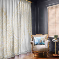 Tonga White Sunday Window Curtain Lotu Tamaiti Tongan Kupesi Pattern