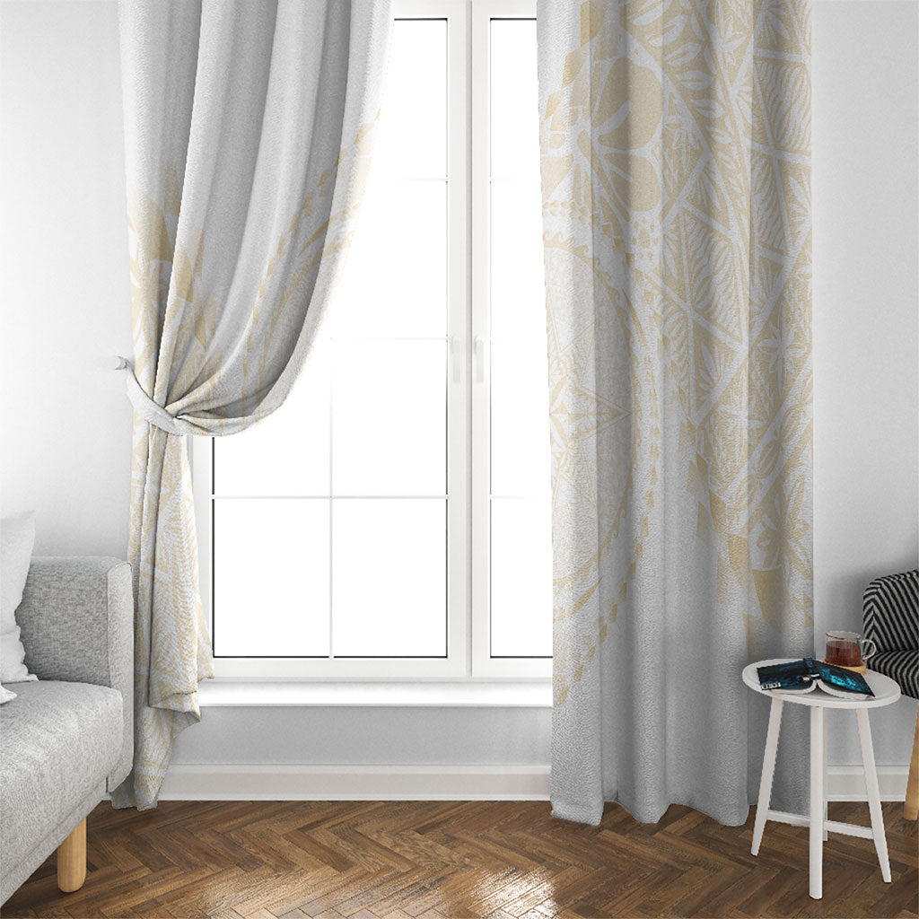 Tonga White Sunday Window Curtain Lotu Tamaiti Tongan Kupesi Pattern