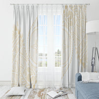 Tonga White Sunday Window Curtain Lotu Tamaiti Tongan Kupesi Pattern