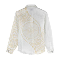 Tonga White Sunday Women Casual Shirt Lotu Tamaiti Tongan Kupesi Pattern
