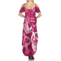 Breast Cancer Awareness Summer Maxi Dress Ribbon Polynesian Pattern Pink Version LT05 - Polynesian Pride