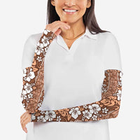 Hawaii Vintage Brown Hibiscus Tapa Pattern Arm Sleeves - Polynesian Pride