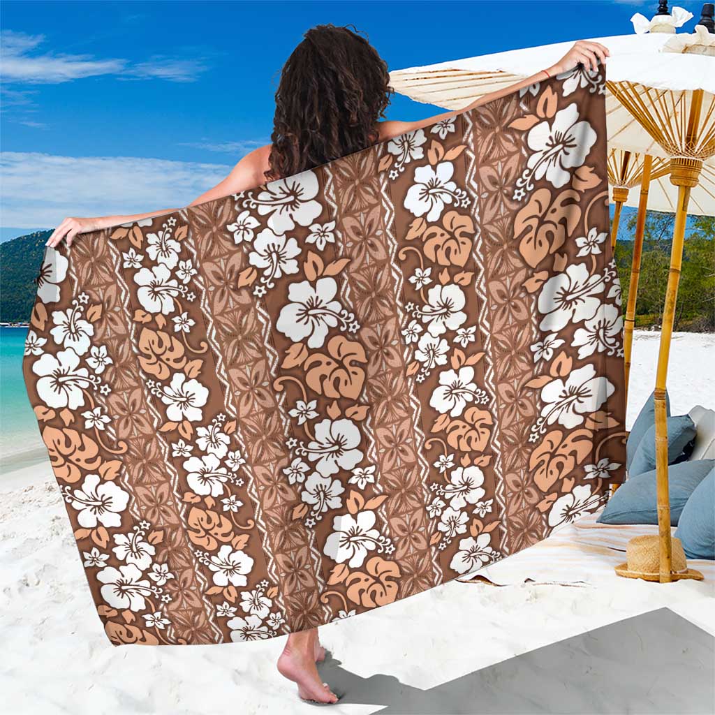 Hawaii Vintage Brown Hibiscus Tapa Pattern Sarong LT05 One Size 44 x 66 inches Brown - Polynesian Pride