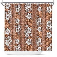 Hawaii Vintage Brown Hibiscus Tapa Pattern Shower Curtain