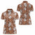 Hawaii Vintage Brown Hibiscus Tapa Pattern Women Polo Shirt