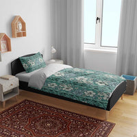 Hawaii Vintage Green Hibiscus Tapa Pattern Bedding Set