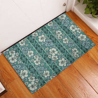 Hawaii Vintage Green Hibiscus Tapa Pattern Rubber Doormat LT05 - Polynesian Pride