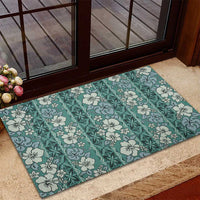 Hawaii Vintage Green Hibiscus Tapa Pattern Rubber Doormat LT05 - Polynesian Pride
