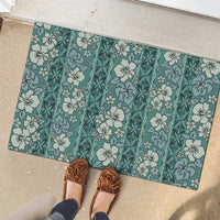 Hawaii Vintage Green Hibiscus Tapa Pattern Rubber Doormat LT05 - Polynesian Pride