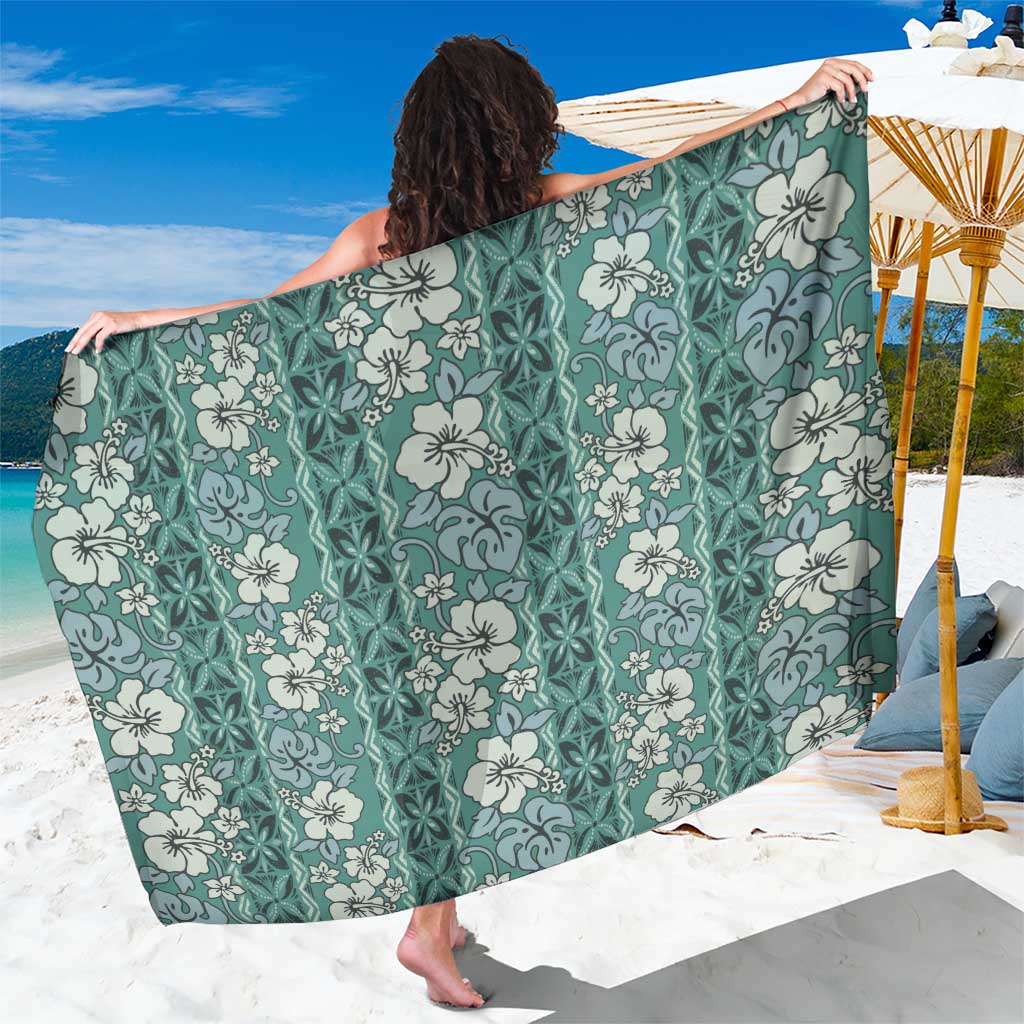 Hawaii Vintage Green Hibiscus Tapa Pattern Sarong LT05 One Size 44 x 66 inches Green - Polynesian Pride