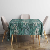 Hawaii Vintage Green Hibiscus Tapa Pattern Tablecloth