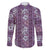 Hawaii Vintage Violet Hibiscus Tapa Pattern Family Matching Summer Maxi Dress and Hawaiian Shirt