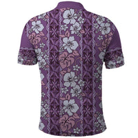Hawaii Vintage Violet Hibiscus Tapa Pattern Polo Shirt