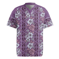 Hawaii Vintage Violet Hibiscus Tapa Pattern Rugby Jersey