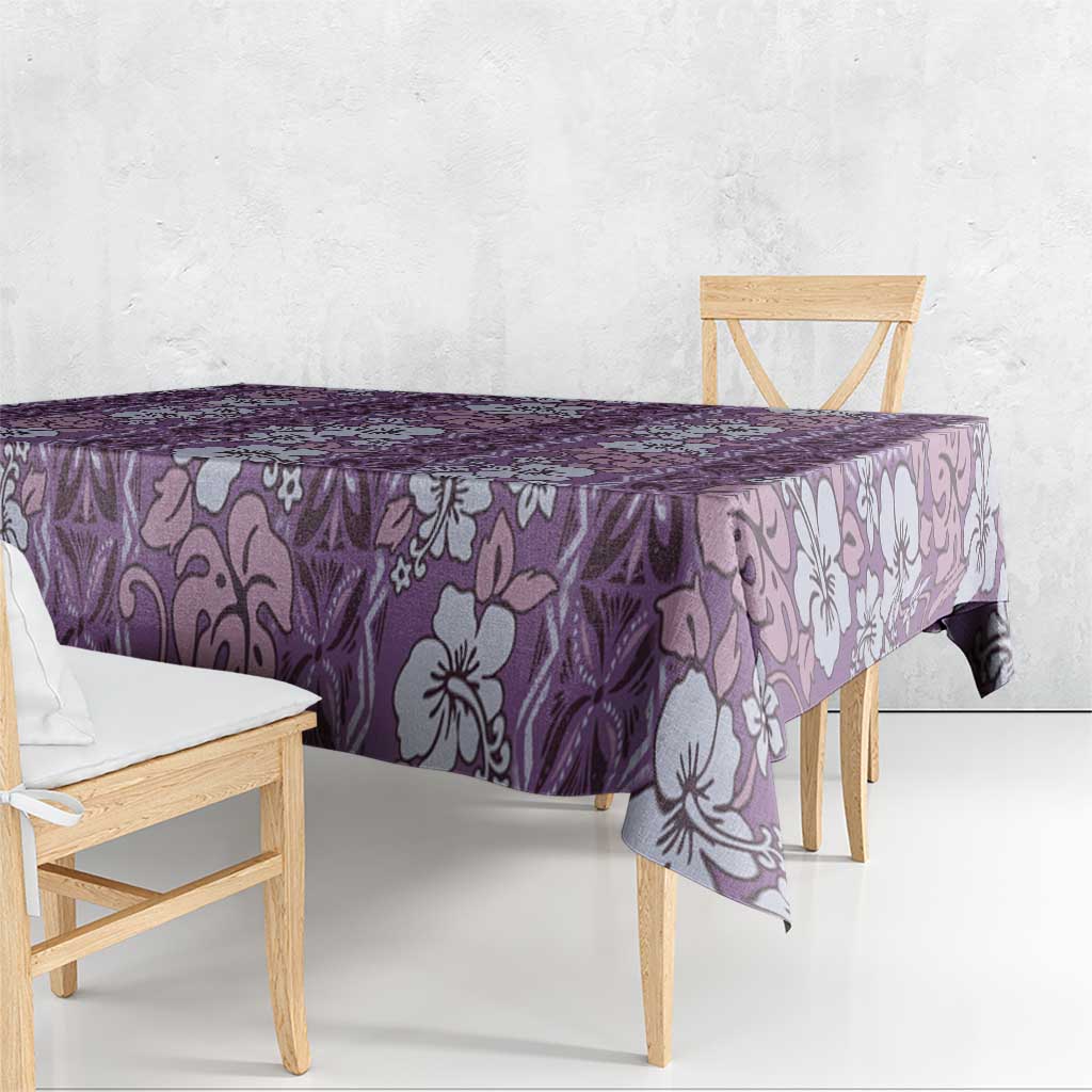 Hawaii Vintage Violet Hibiscus Tapa Pattern Tablecloth