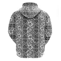 Hawaii Vintage Gray Hibiscus Tapa Pattern Hoodie