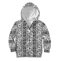 Hawaii Vintage Gray Hibiscus Tapa Pattern Kid Hoodie