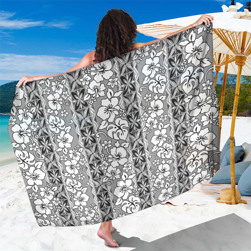 Hawaii Vintage Gray Hibiscus Tapa Pattern Sarong LT05 One Size 44 x 66 inches Gray - Polynesian Pride