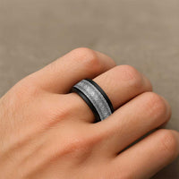 Hawaii Vintage Gray Hibiscus Tapa Pattern Spinner Ring - Polynesian Pride