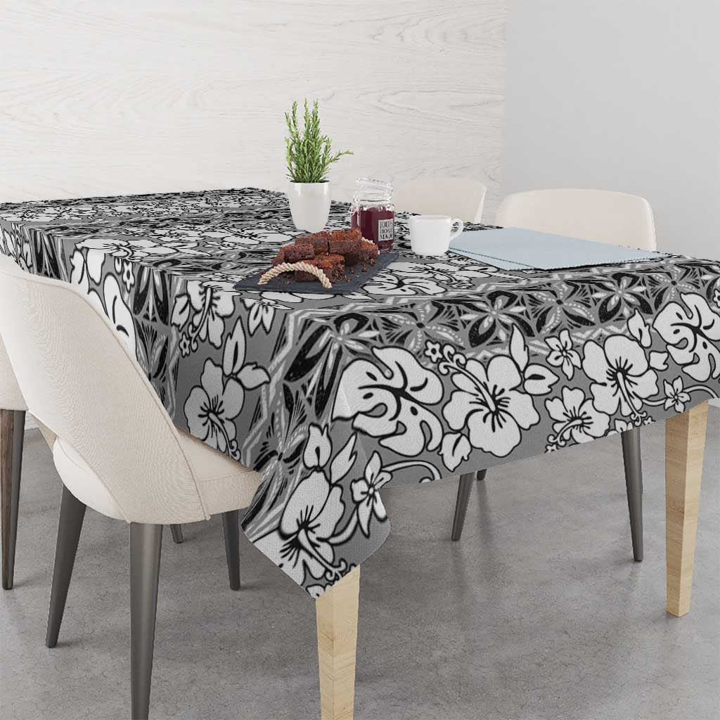 Hawaii Vintage Gray Hibiscus Tapa Pattern Tablecloth